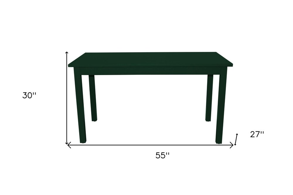 60" Dark Green Solid Wood Dining Table