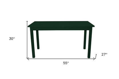 60" Dark Green Solid Wood Dining Table