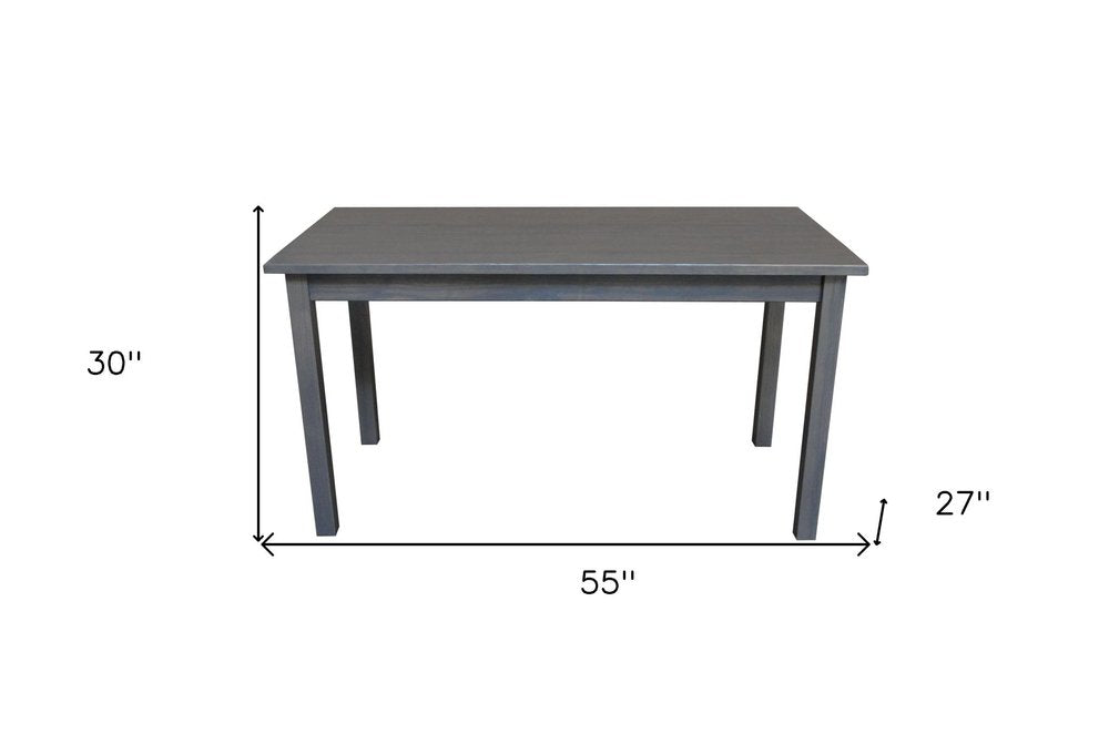 60" Dark Gray Solid Wood Dining Table