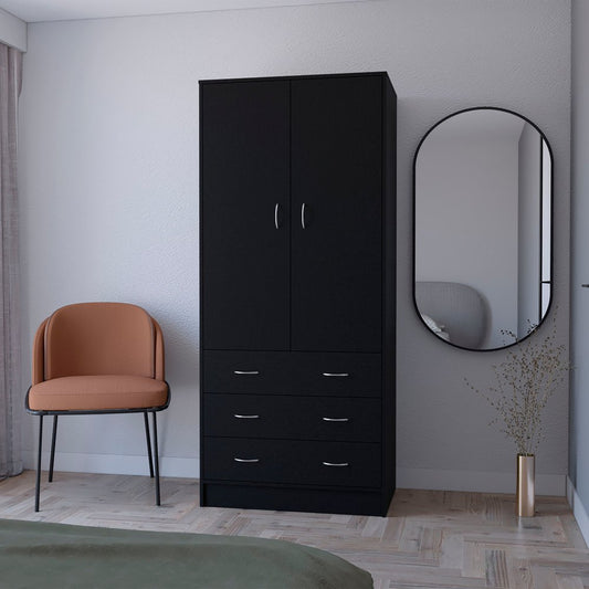 71" Black Two Door Three Drawer Combo Dresser