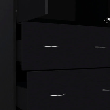71" Black Two Door Two Drawer Combo Dresser