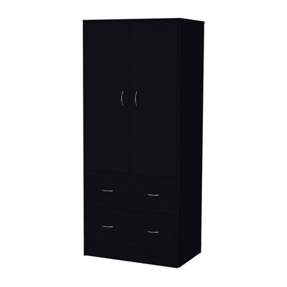 71" Black Two Door Two Drawer Combo Dresser