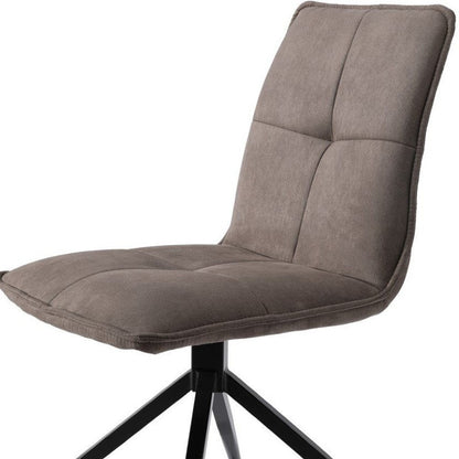 Set of Two Dark Brown And Black Fabric And Metal Swivel Dining Side Chairs