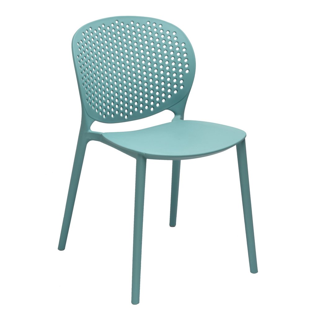 Set of Four Blue Heavy Duty Plastic Dining Side Chairs