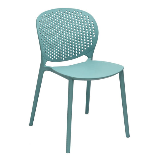 Set of Four Blue Heavy Duty Plastic Dining Side Chairs