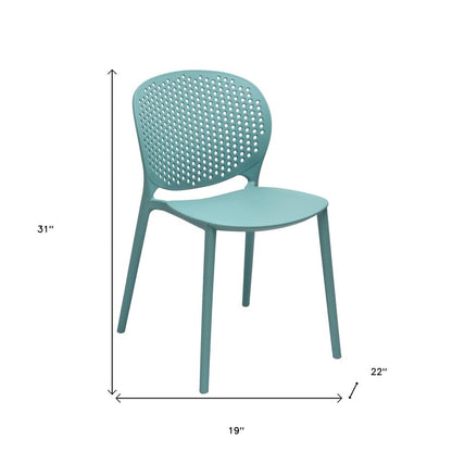 Set of Four Blue Heavy Duty Plastic Dining Side Chairs