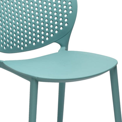 Set of Four Blue Heavy Duty Plastic Dining Side Chairs