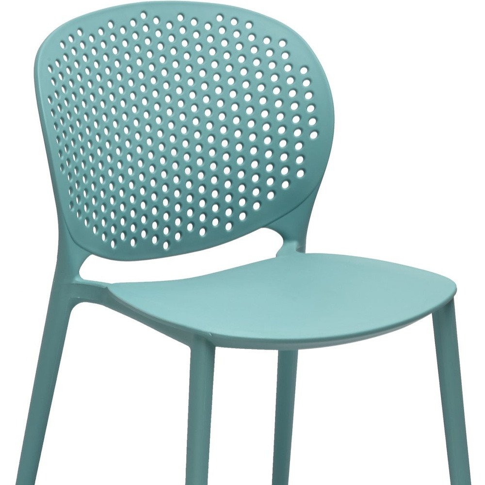 Set of Four Blue Heavy Duty Plastic Dining Side Chairs