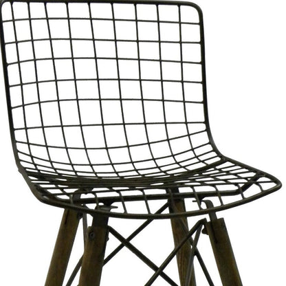Set of Two Gray And Brown Metal Open Back Dining Side Chairs