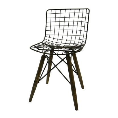 Set of Two Gray And Brown Metal Open Back Dining Side Chairs