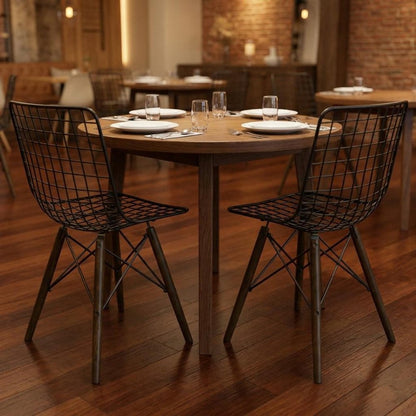 Set of Two Gray And Brown Metal Open Back Dining Side Chairs