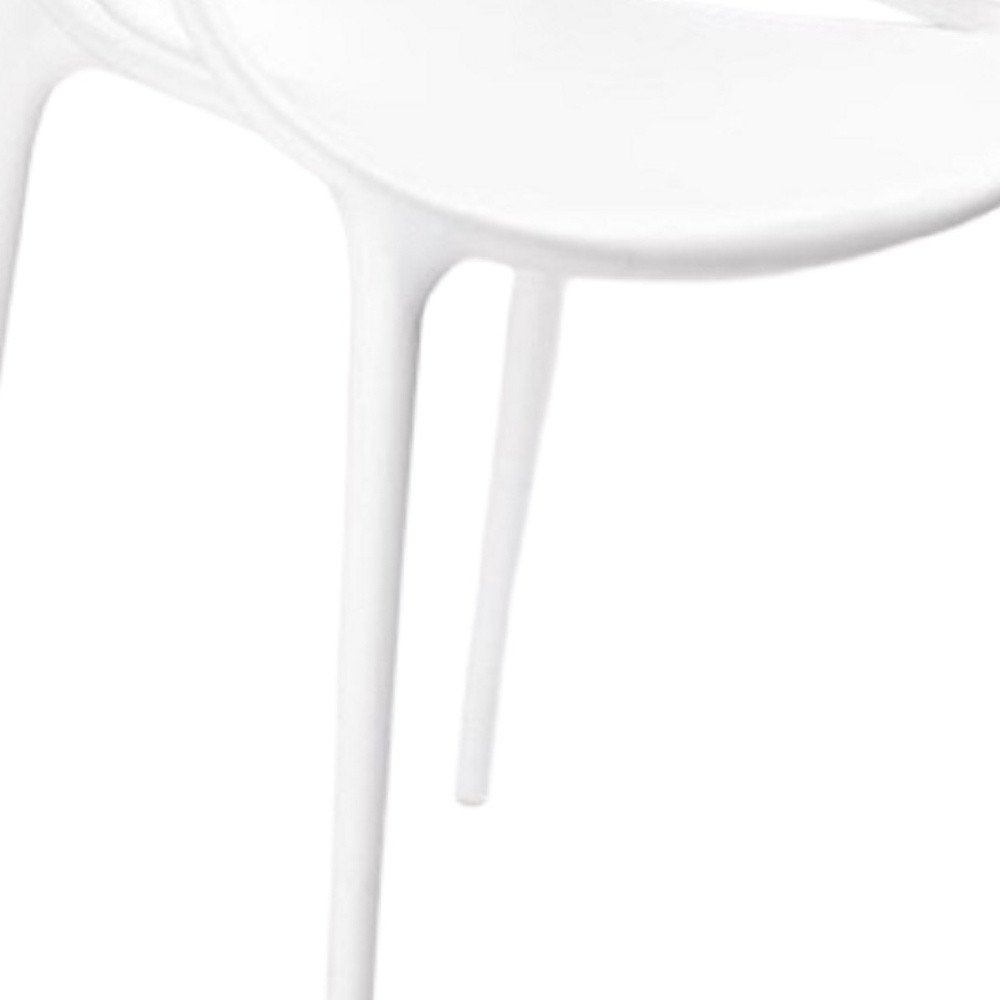 Set of Four White Heavy Duty Plastic Open Back Dining Arm Chairs