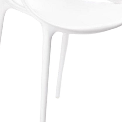 Set of Four White Heavy Duty Plastic Open Back Dining Arm Chairs