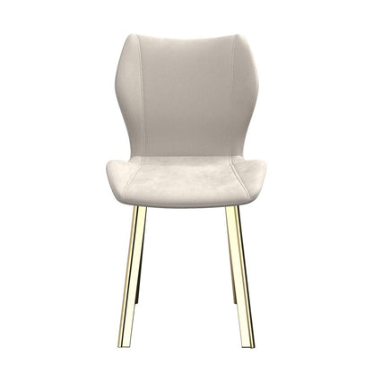 Set of Four Cream And Gold Fabric And Velvet And Metal Dining Side Chairs