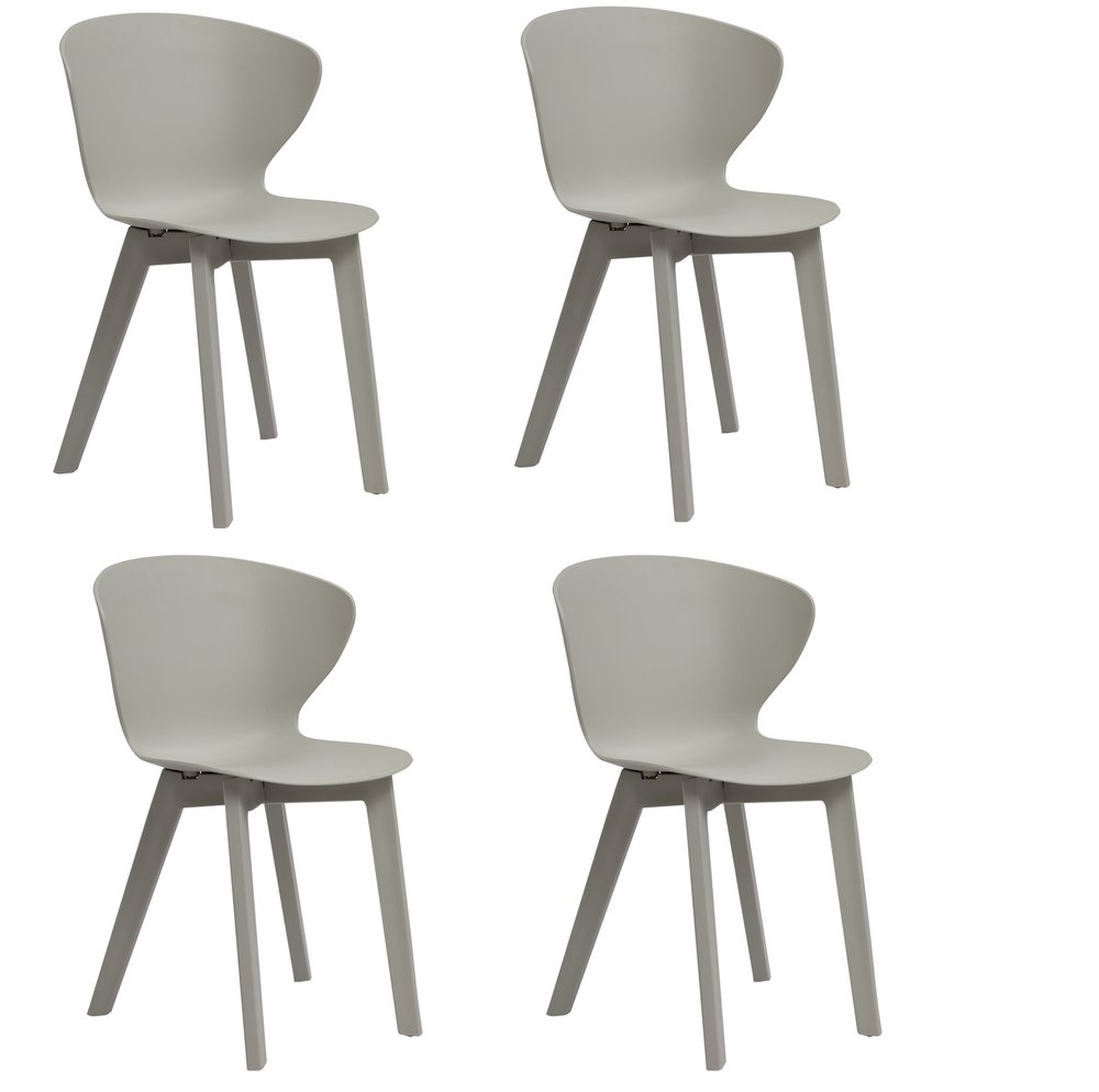 Set of Four Gray Heavy Duty Plastic Dining Side Chairs