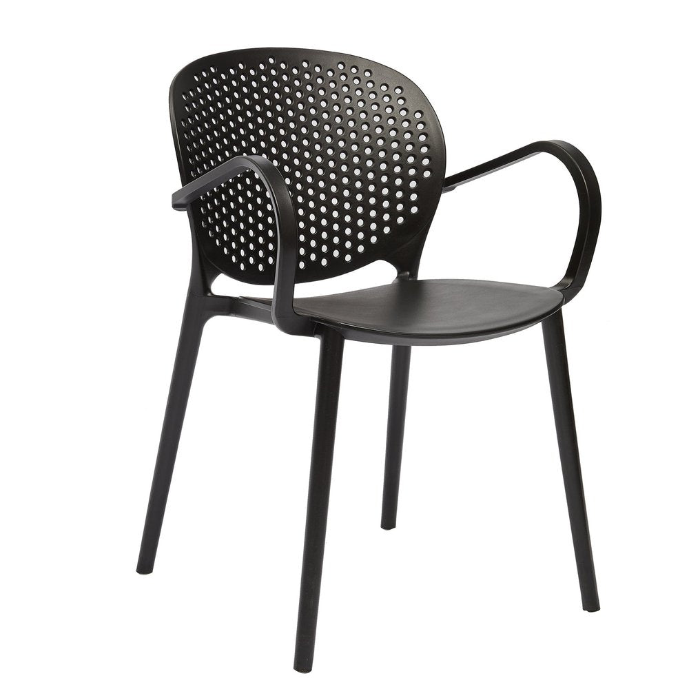 Set of Four Dark Gray And Gray Heavy Duty Plastic Dining Arm Chairs