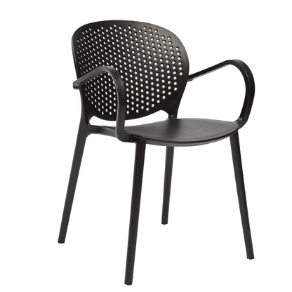 Set of Four Dark Gray And Gray Heavy Duty Plastic Dining Arm Chairs