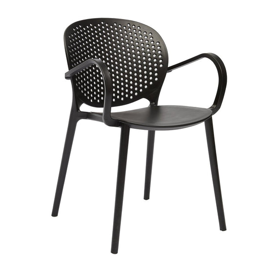 Set of Four Dark Gray And Gray Heavy Duty Plastic Dining Arm Chairs