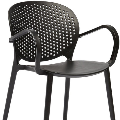 Set of Four Dark Gray And Gray Heavy Duty Plastic Dining Arm Chairs