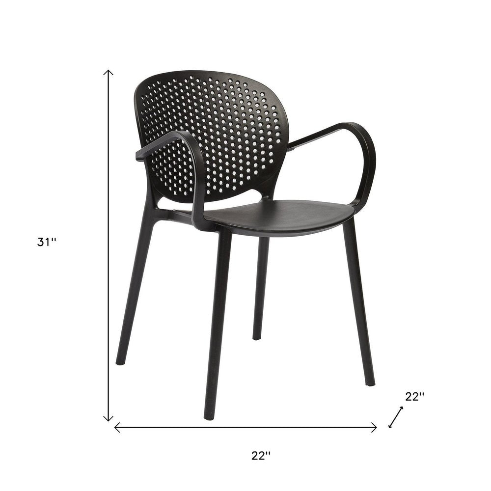 Set of Four Dark Gray And Gray Heavy Duty Plastic Dining Arm Chairs