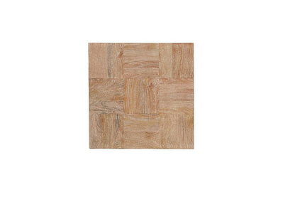 Set Of Two Natural and Brown Solid Wood Square Block Coffee Table