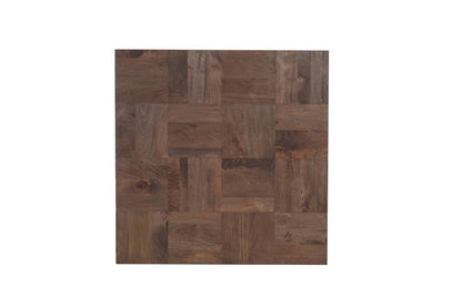 Set Of Two Natural and Brown Solid Wood Square Block Coffee Table