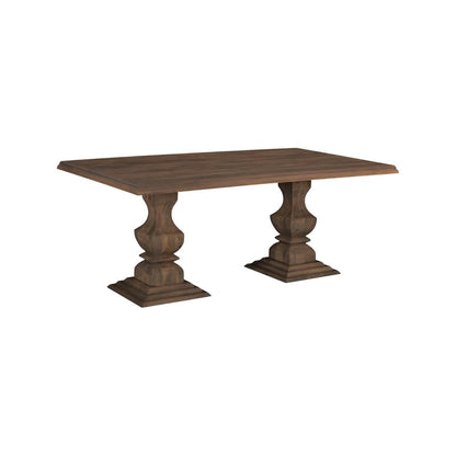 75" Brown Solid Wood Double Pedestal Base Dining Table