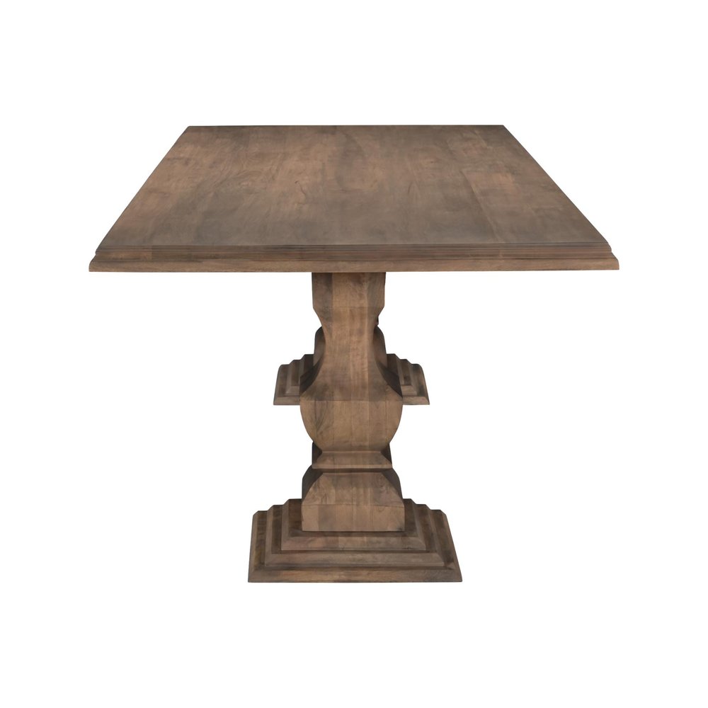 75" Brown Solid Wood Double Pedestal Base Dining Table