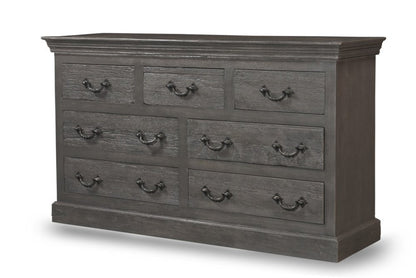 64" Brown Solid Wood Seven Drawer Double Dresser