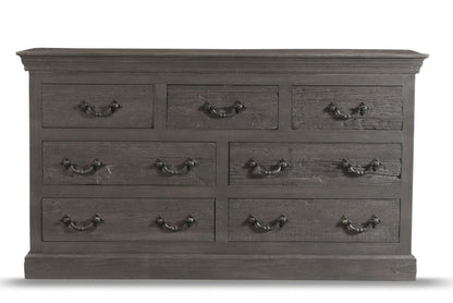 64" Brown Solid Wood Seven Drawer Double Dresser