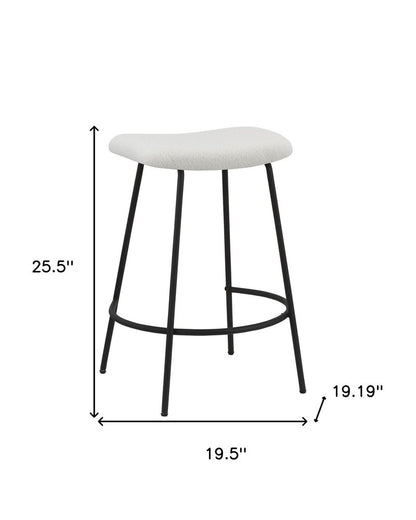 Set of Two 26" White And Black Fabric And Metal Backless Counter Height Bar Chairs