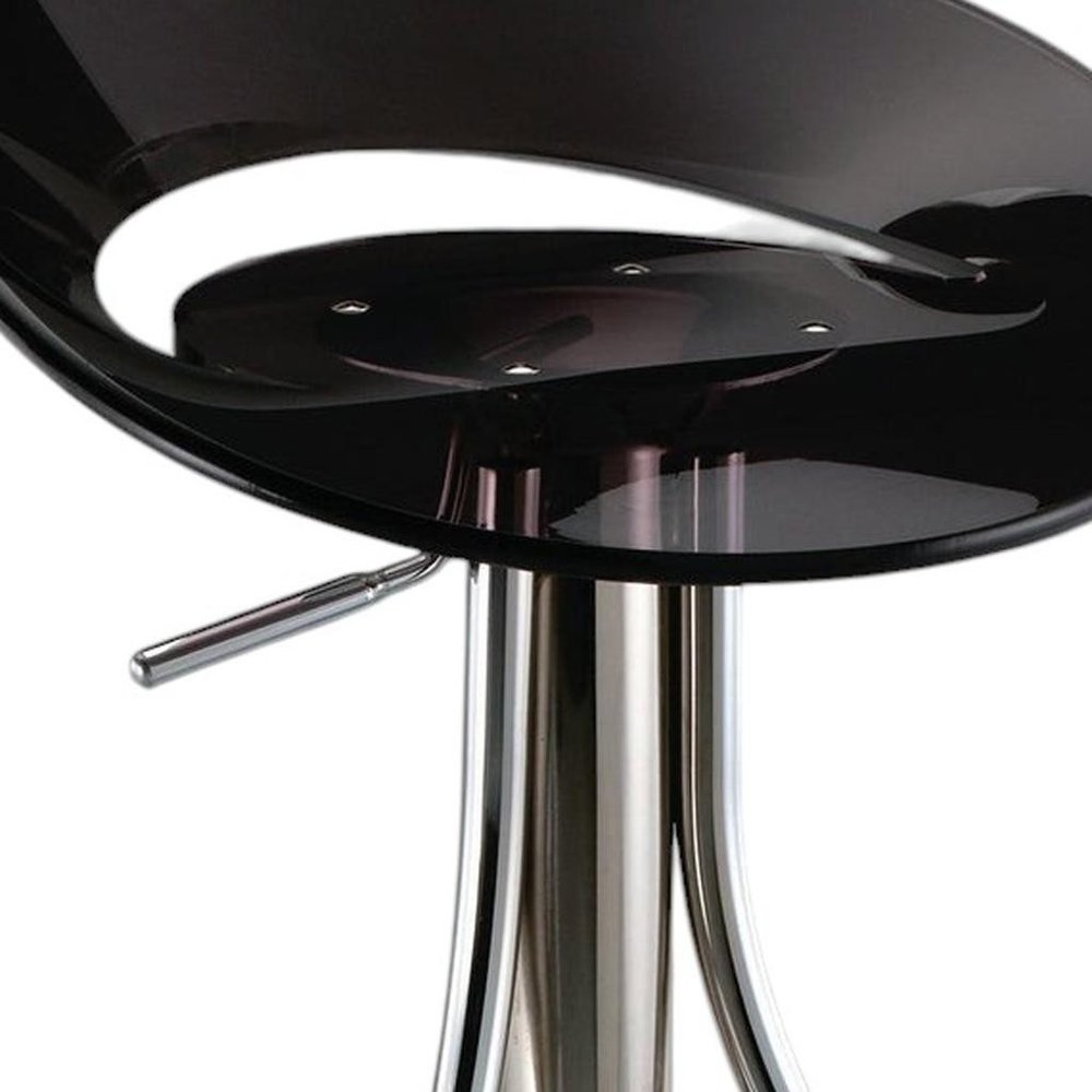 Black And Silver Heavy Duty Plastic And Metal Low Back Adjustable Height Bar Chair