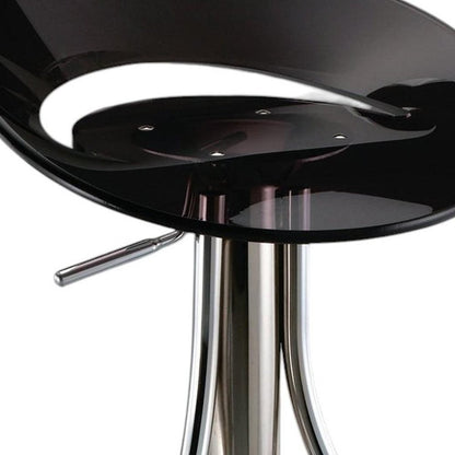 Black And Silver Heavy Duty Plastic And Metal Low Back Adjustable Height Bar Chair