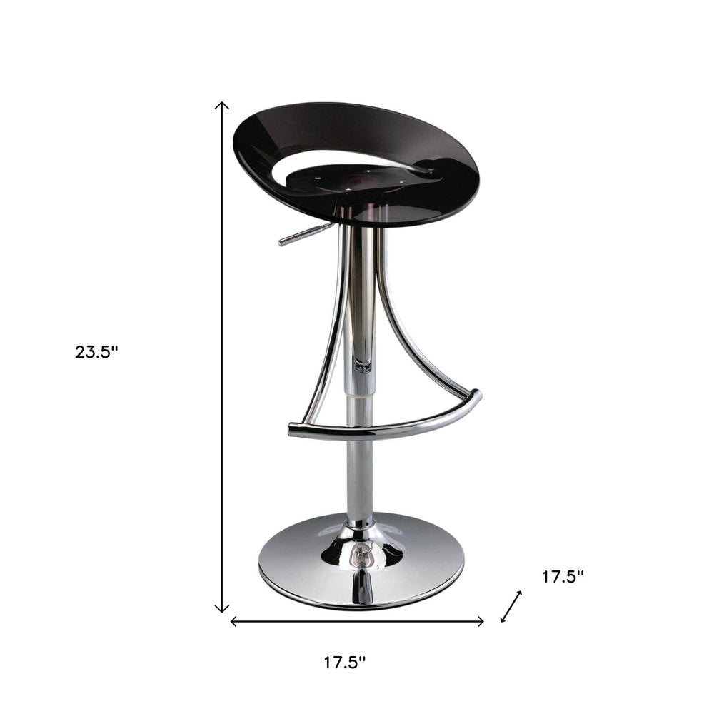 Black And Silver Heavy Duty Plastic And Metal Low Back Adjustable Height Bar Chair