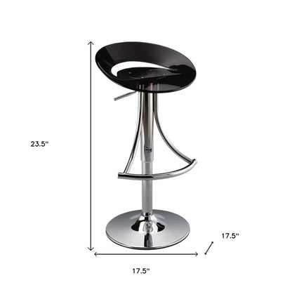 Black And Silver Heavy Duty Plastic And Metal Low Back Adjustable Height Bar Chair
