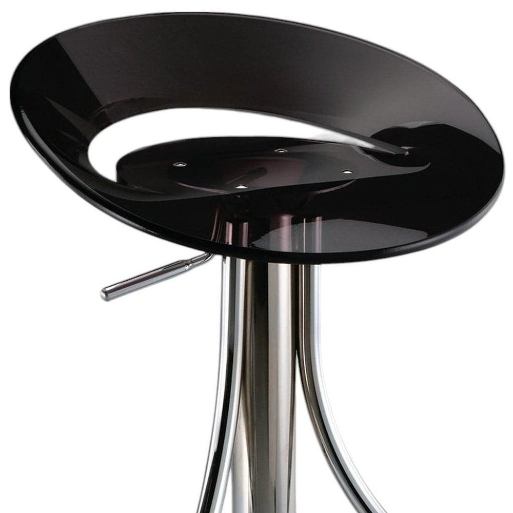 Black And Silver Heavy Duty Plastic And Metal Low Back Adjustable Height Bar Chair