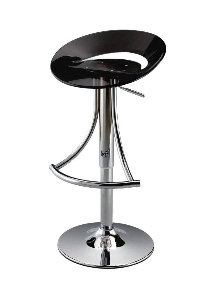 Black And Silver Heavy Duty Plastic And Metal Low Back Adjustable Height Bar Chair