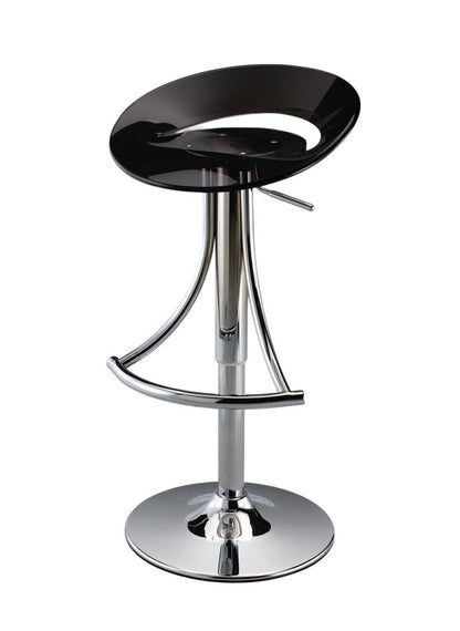 Black And Silver Heavy Duty Plastic And Metal Low Back Adjustable Height Bar Chair