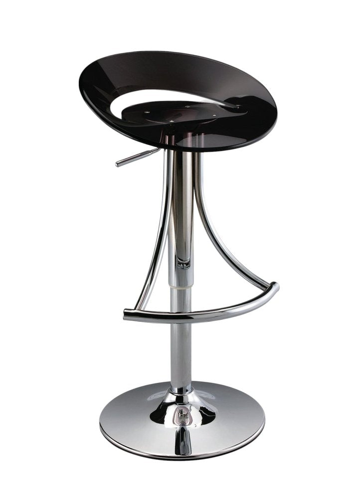 Black And Silver Heavy Duty Plastic And Metal Low Back Adjustable Height Bar Chair