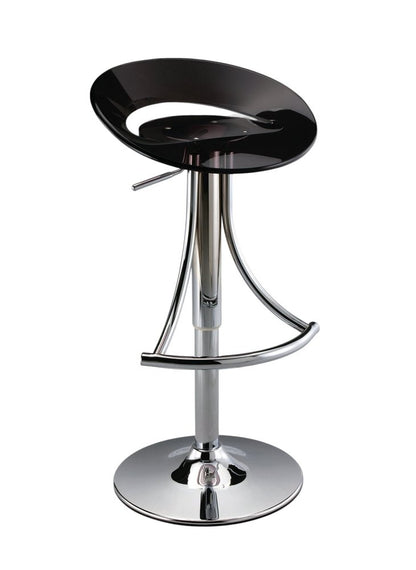 Black And Silver Heavy Duty Plastic And Metal Low Back Adjustable Height Bar Chair