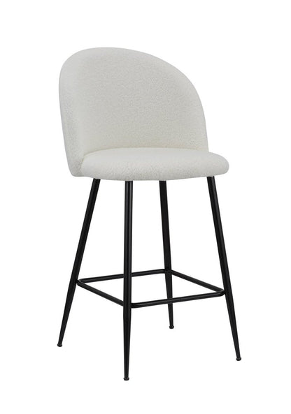 Set of Two 26" White And Black Fabric And Metal Low Back Counter Height Bar Chairs