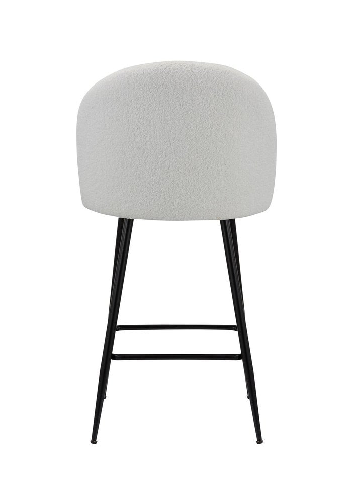 Set of Two 26" White And Black Fabric And Metal Low Back Counter Height Bar Chairs