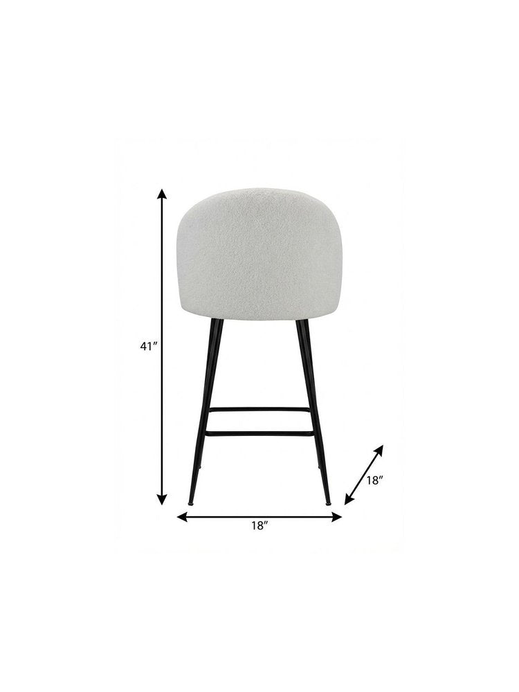 Set of Two 26" White And Black Fabric And Metal Low Back Counter Height Bar Chairs