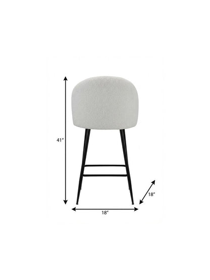Set of Two 26" White And Black Fabric And Metal Low Back Counter Height Bar Chairs