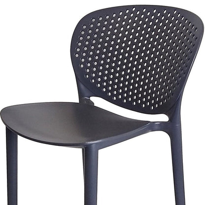Set of Four 30" Dark Gray Heavy Duty Plastic Low Back Bar Height Bar Chairs