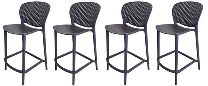 Set of Four 30" Dark Gray Heavy Duty Plastic Low Back Bar Height Bar Chairs