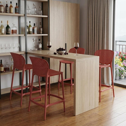 Set of Four 30" Orange Heavy Duty Plastic Low Back Bar Height Bar Chairs