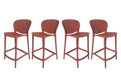 Set of Four 30" Orange Heavy Duty Plastic Low Back Bar Height Bar Chairs