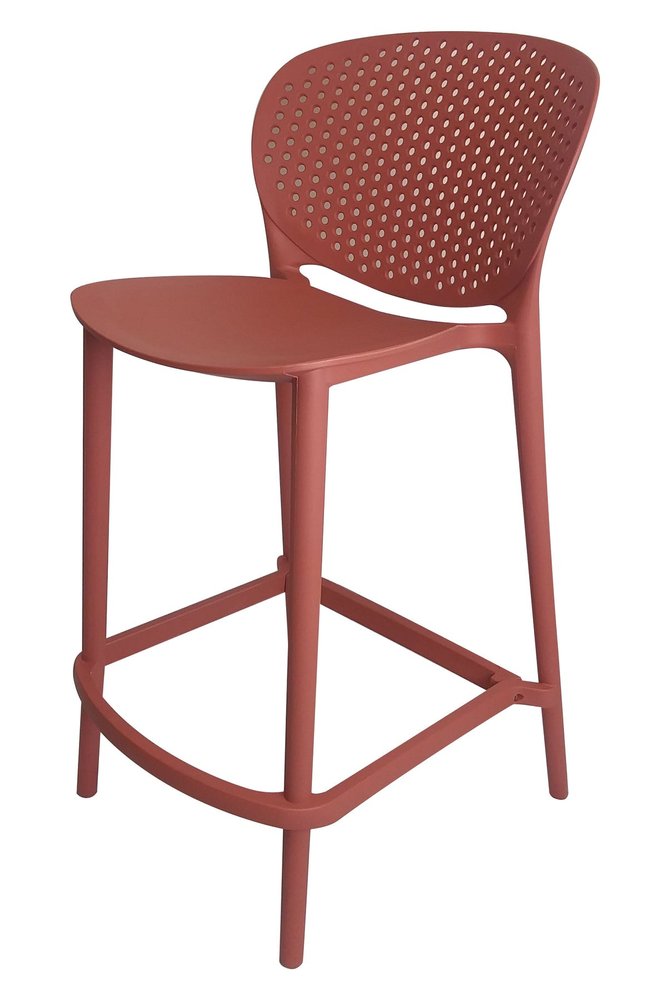Set of Four 26" Orange Heavy Duty Plastic Low Back Counter Height Bar Chairs