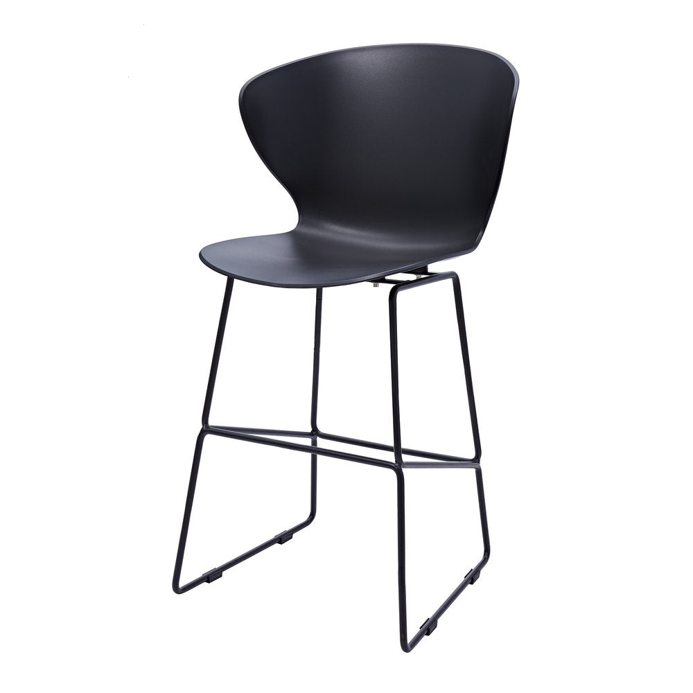 Set of Two 26" Black Heavy Duty Plastic And Metal Low Back Counter Height Bar Chairs